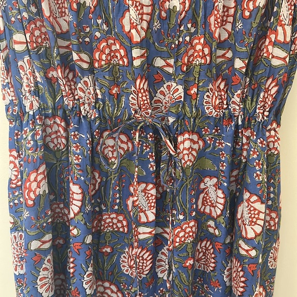 Velvet Blue and Orange Sleeveless Sundress - Picture 4 of 7